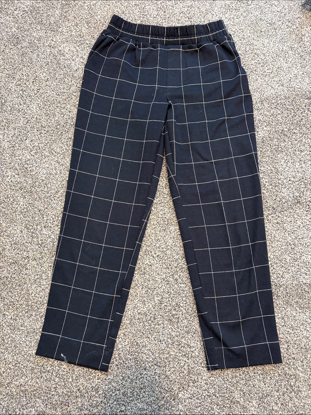 Women's Navy Windowpane Pull-On Chinos